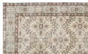 Beige Over Dyed Vintage Rug 5'7'' x 9'6'' ft 170 x 290 cm