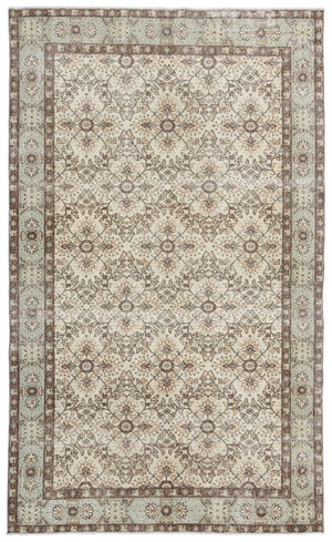 Beige Over Dyed Vintage Rug 5'7'' x 9'6'' ft 170 x 290 cm