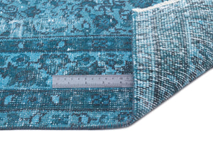 Turquoise Over Dyed Vintage Rug 5'7'' x 8'11'' ft 171 x 272 cm