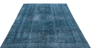 Turquoise Over Dyed Vintage Rug 5'7'' x 8'11'' ft 171 x 272 cm