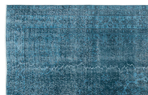 Turquoise Over Dyed Vintage Rug 5'7'' x 8'11'' ft 171 x 272 cm