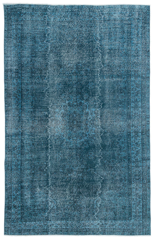 Turquoise Over Dyed Vintage Rug 5'7'' x 8'11'' ft 171 x 272 cm
