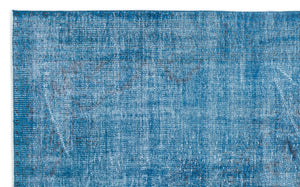 Turquoise Over Dyed Vintage Rug 4'10'' x 8'0'' ft 148 x 244 cm