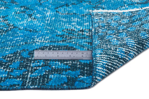 Turquoise Over Dyed Vintage Rug 5'2'' x 10'0'' ft 158 x 305 cm