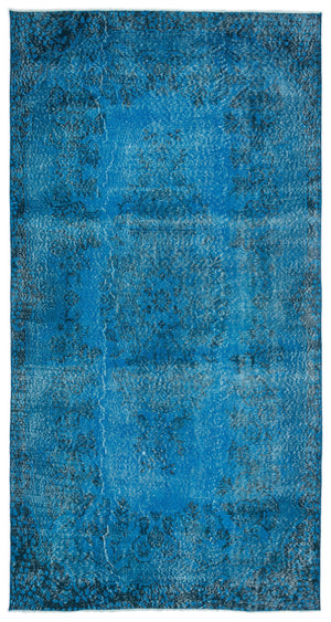 Turquoise Over Dyed Vintage Rug 5'2'' x 10'0'' ft 158 x 305 cm