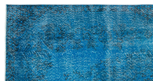 Turquoise Over Dyed Vintage Rug 5'2'' x 10'0'' ft 158 x 305 cm
