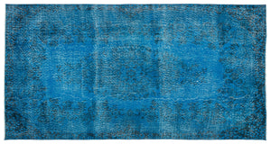 Turquoise Over Dyed Vintage Rug 5'2'' x 10'0'' ft 158 x 305 cm