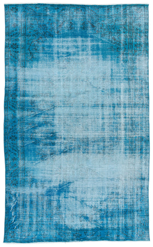 Turquoise Over Dyed Vintage Rug 5'8'' x 9'5'' ft 172 x 287 cm