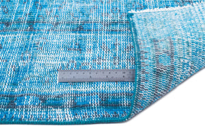 Turquoise Over Dyed Vintage Rug 5'4'' x 9'3'' ft 163 x 282 cm