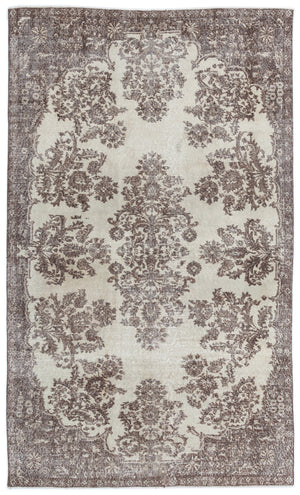 Beige Over Dyed Vintage Rug 5'6'' x 9'2'' ft 168 x 280 cm