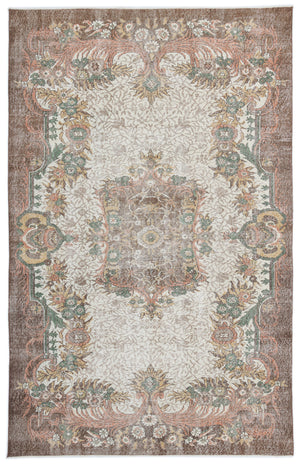 Beige Over Dyed Vintage Rug 5'10'' x 9'6'' ft 177 x 290 cm