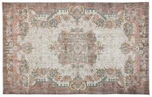 Beige Over Dyed Vintage Rug 5'10'' x 9'6'' ft 177 x 290 cm