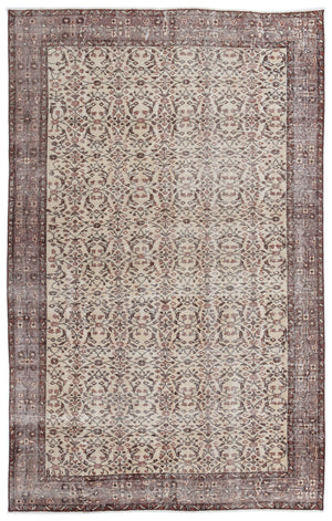 Beige Over Dyed Vintage Rug 5'5'' x 8'5'' ft 164 x 257 cm