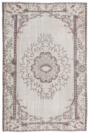 Beige Over Dyed Vintage Rug 5'11'' x 9'1'' ft 180 x 277 cm