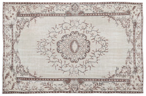 Beige Over Dyed Vintage Rug 5'11'' x 9'1'' ft 180 x 277 cm