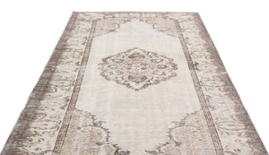 Beige Over Dyed Vintage Rug 5'8'' x 9'11'' ft 173 x 302 cm