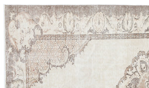Beige Over Dyed Vintage Rug 5'8'' x 9'11'' ft 173 x 302 cm