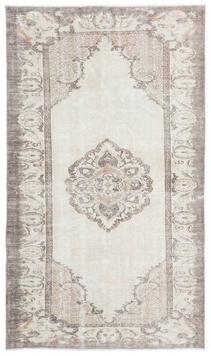 Beige Over Dyed Vintage Rug 5'8'' x 9'11'' ft 173 x 302 cm