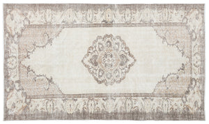 Beige Over Dyed Vintage Rug 5'8'' x 9'11'' ft 173 x 302 cm