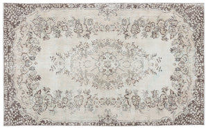 Beige Over Dyed Vintage Rug 5'8'' x 9'2'' ft 172 x 280 cm