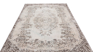 Beige Over Dyed Vintage Rug 5'8'' x 9'2'' ft 172 x 280 cm