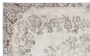 Beige Over Dyed Vintage Rug 5'8'' x 9'2'' ft 172 x 280 cm