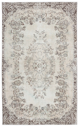 Beige Over Dyed Vintage Rug 5'8'' x 9'2'' ft 172 x 280 cm