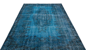 Turquoise Over Dyed Vintage Rug 5'7'' x 9'6'' ft 171 x 290 cm