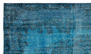 Turquoise Over Dyed Vintage Rug 5'7'' x 9'6'' ft 171 x 290 cm