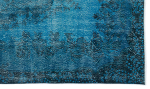 Turquoise Over Dyed Vintage Rug 5'7'' x 9'6'' ft 171 x 290 cm