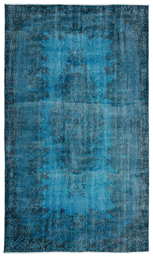 Turquoise Over Dyed Vintage Rug 5'7'' x 9'6'' ft 171 x 290 cm