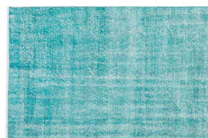 Turquoise Over Dyed Vintage Rug 6'11'' x 10'5'' ft 210 x 318 cm