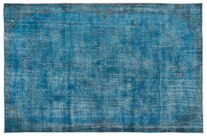 Turquoise Over Dyed Vintage Rug 6'2'' x 9'7'' ft 188 x 291 cm