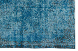 Turquoise Over Dyed Vintage Rug 6'2'' x 9'7'' ft 188 x 291 cm