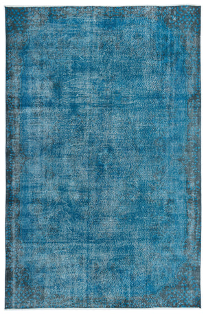 Turquoise Over Dyed Vintage Rug 6'2'' x 9'7'' ft 188 x 291 cm