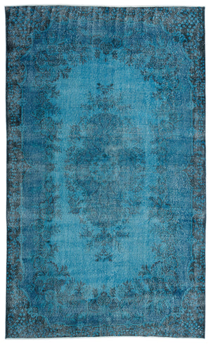 Turquoise Over Dyed Vintage Rug 6'4'' x 10'6'' ft 194 x 320 cm