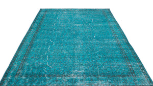 Turquoise Over Dyed Vintage Rug 6'6'' x 10'10'' ft 199 x 330 cm