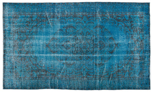 Turquoise Over Dyed Vintage Rug 5'11'' x 9'8'' ft 180 x 295 cm