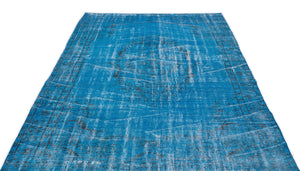 Turquoise Over Dyed Vintage Rug 5'5'' x 9'5'' ft 166 x 286 cm