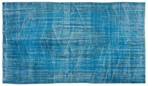 Turquoise Over Dyed Vintage Rug 5'5'' x 9'5'' ft 166 x 286 cm