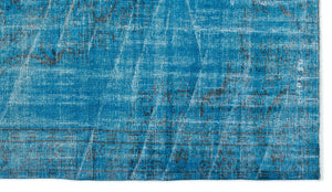 Turquoise Over Dyed Vintage Rug 5'5'' x 9'5'' ft 166 x 286 cm