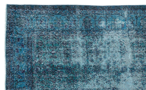 Turquoise Over Dyed Vintage Rug 5'7'' x 8'11'' ft 169 x 272 cm