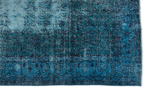 Turquoise Over Dyed Vintage Rug 5'7'' x 8'11'' ft 169 x 272 cm