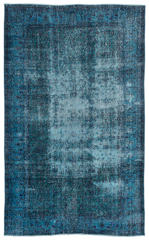 Turquoise Over Dyed Vintage Rug 5'7'' x 8'11'' ft 169 x 272 cm