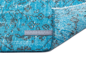 Turquoise  Over Dyed Vintage Rug 5'7'' x 8'6'' ft 170 x 258 cm
