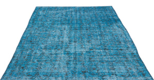 Turquoise  Over Dyed Vintage Rug 5'7'' x 8'6'' ft 170 x 258 cm