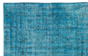 Turquoise  Over Dyed Vintage Rug 5'7'' x 8'6'' ft 170 x 258 cm
