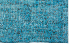 Turquoise  Over Dyed Vintage Rug 5'7'' x 8'6'' ft 170 x 258 cm