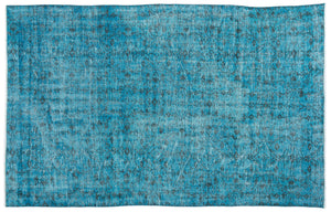 Turquoise  Over Dyed Vintage Rug 5'7'' x 8'6'' ft 170 x 258 cm