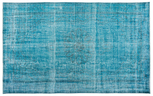 Turquoise Over Dyed Vintage Rug 6'0'' x 9'7'' ft 183 x 292 cm